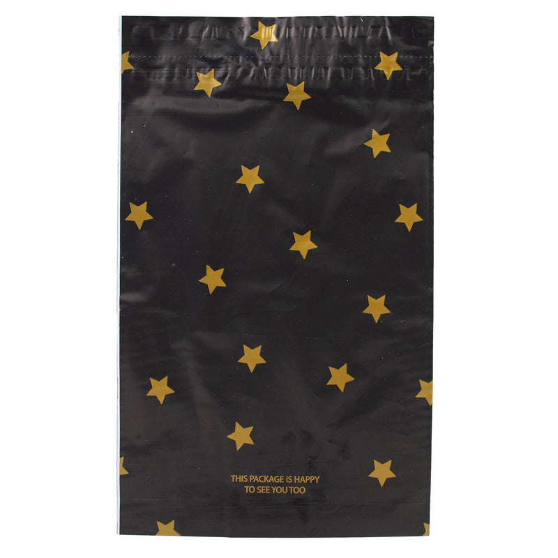 100x verzendzakken Black Stars Gold Small