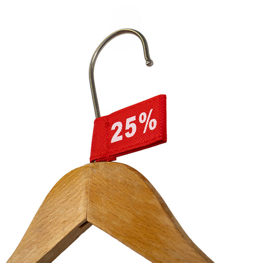 50x Kledinglabel 3x6cm - 25% rood