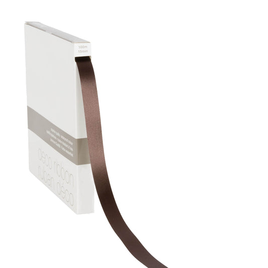 Lint satijn Donker Bruin MEDIUM (15mm x 100m)