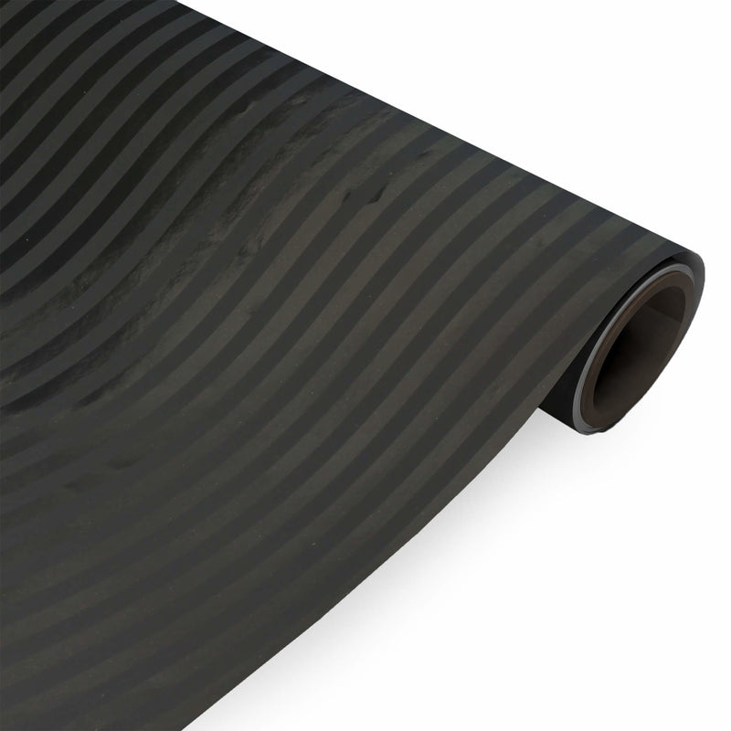 Inpakpapier Zwart/grijs Gemetalliseerde strepen 50cm x 100mtr