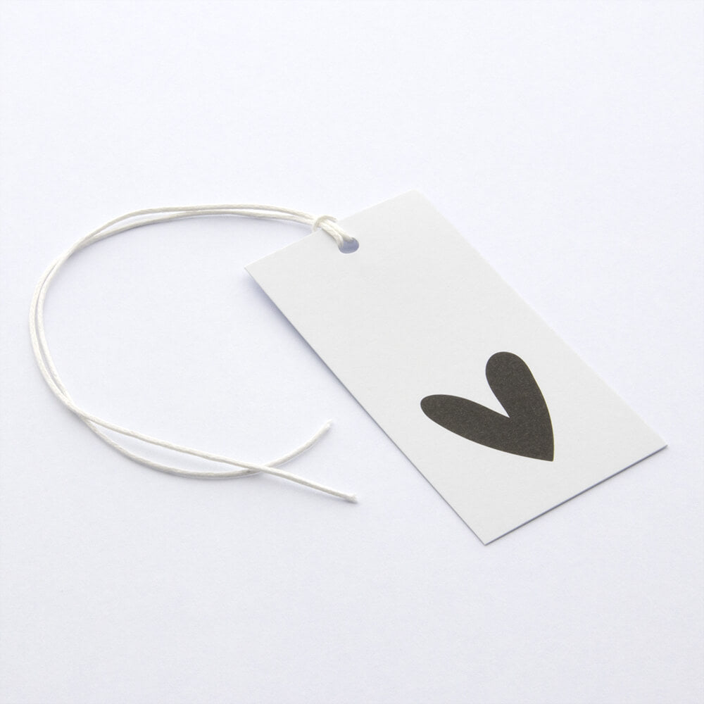 50x Cadeaulabels Hartje Wit-Zwart