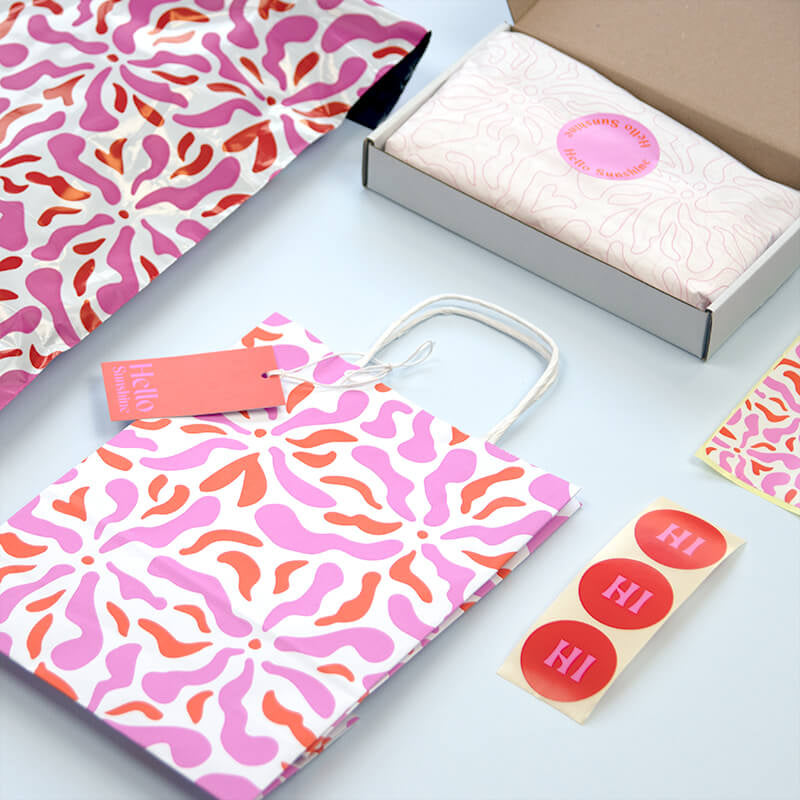 50x papieren tasjes Flowers A5