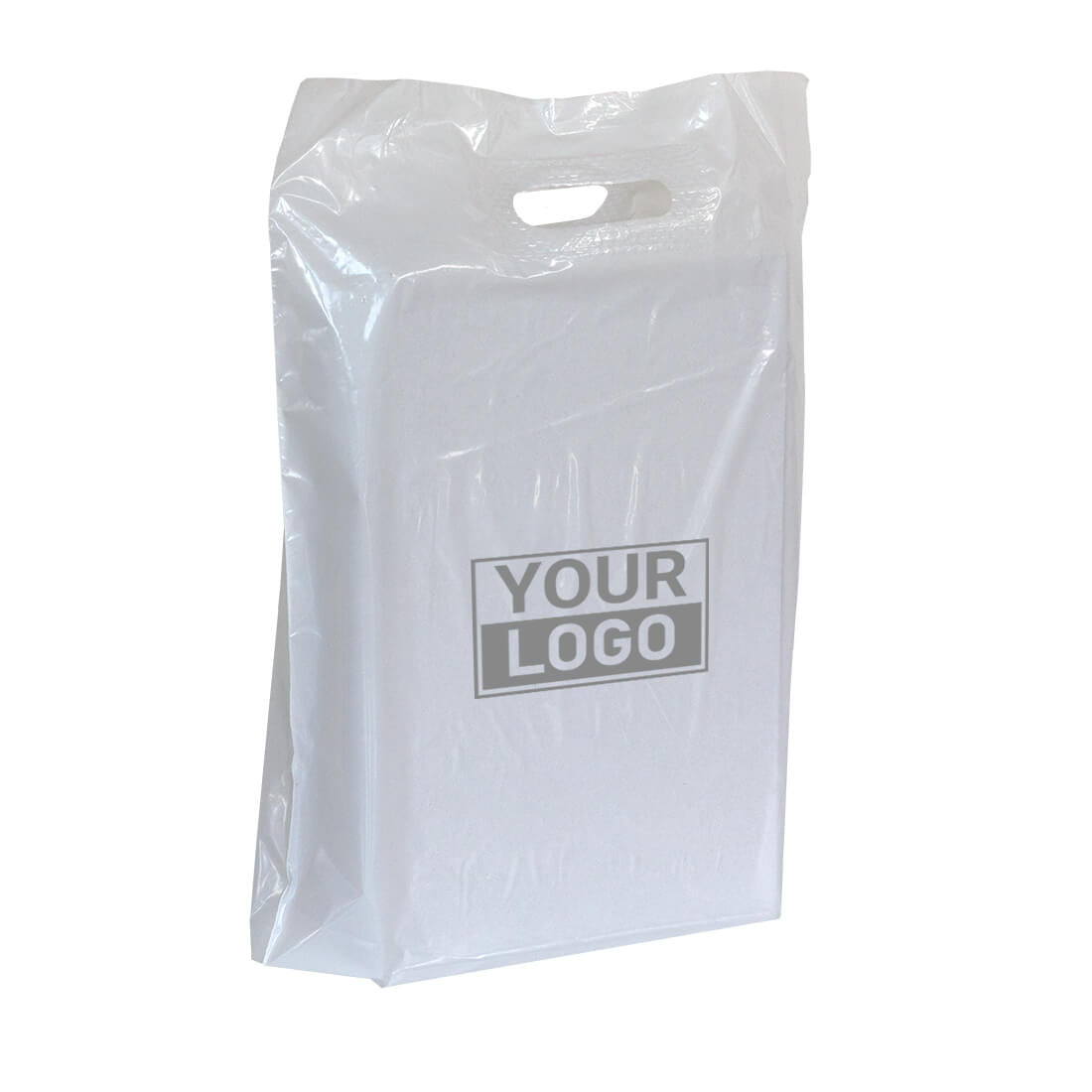 Plastic tassen bedrukken 45x50+2x4cm Wit