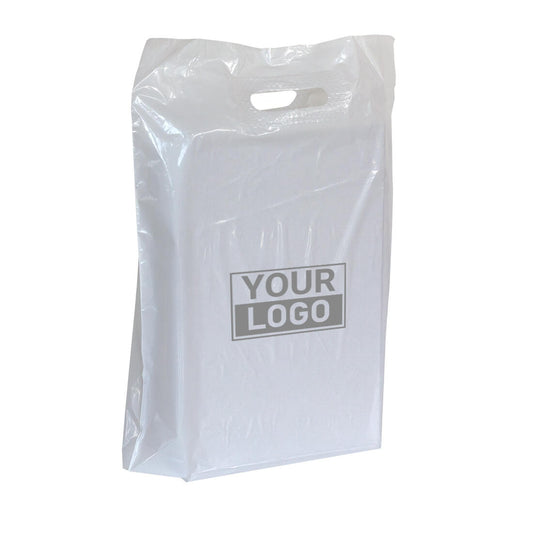 Plastic tassen bedrukken 45x50+2x4cm Wit