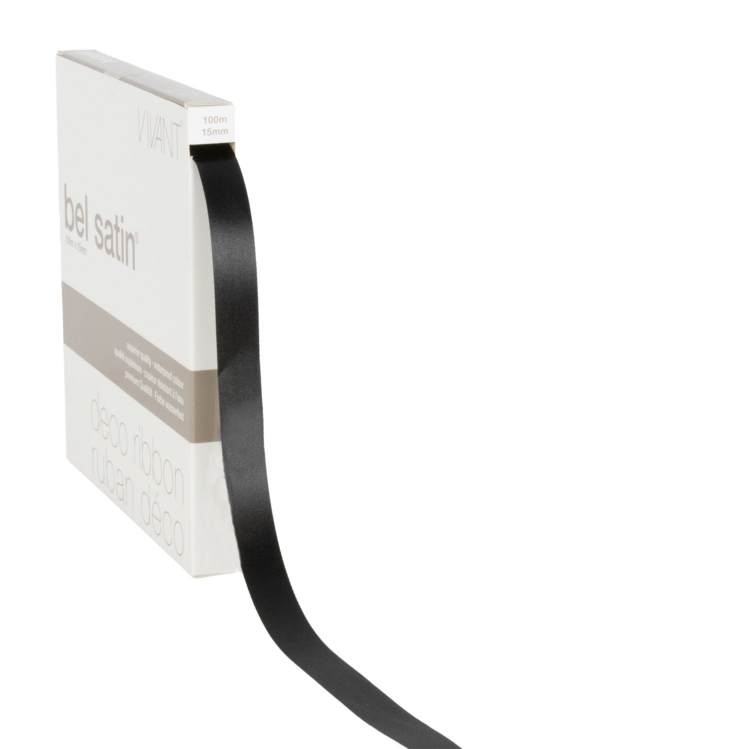 Lint satijn Zwart MEDIUM (15mm x 100m)