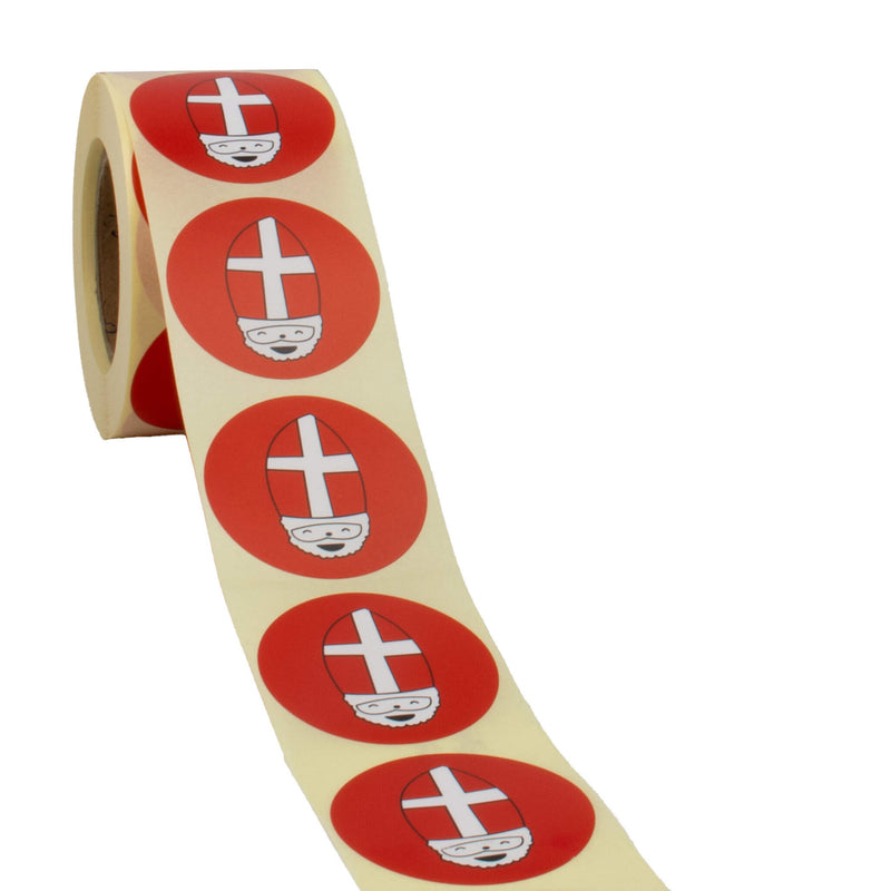 500x  Sticker 'Sint' Rood-Wit 40mm