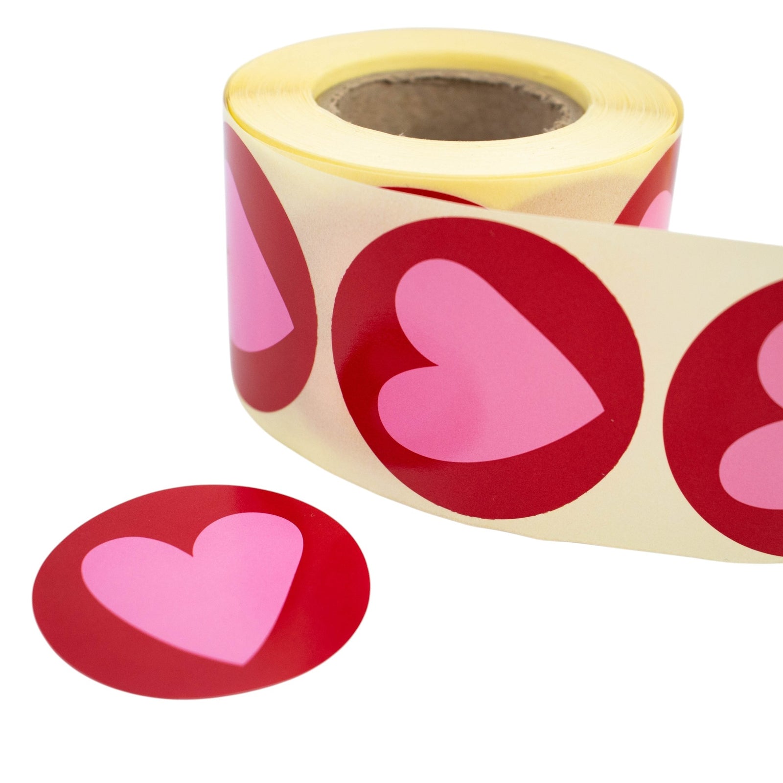 500x sticker 'Stripes heart' Rood-Roze 50mm