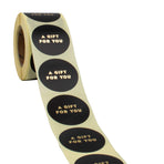 500x  Sticker 'A gift for you' Zwart-Goud 40mm