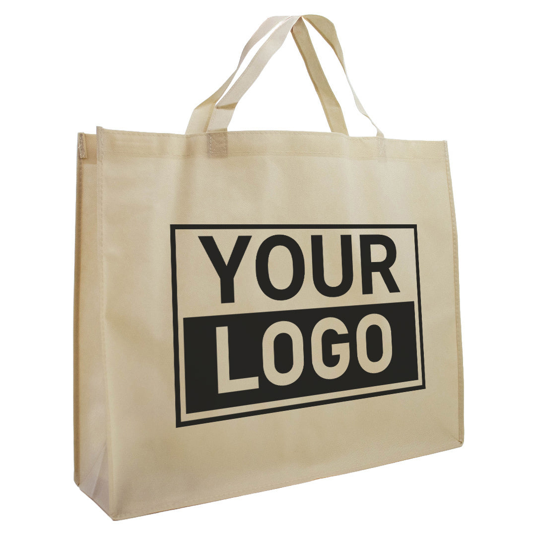 Shopper bedrukken Beige non woven 54x14x45cm - Spoed