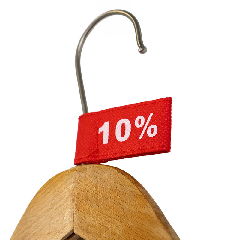 50x Kledinglabel 3x6cm - 10% rood