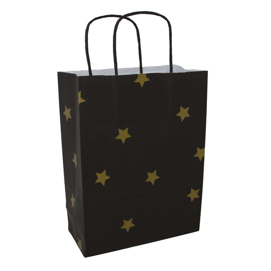 50x papieren tasjes Black Stars Gold A5