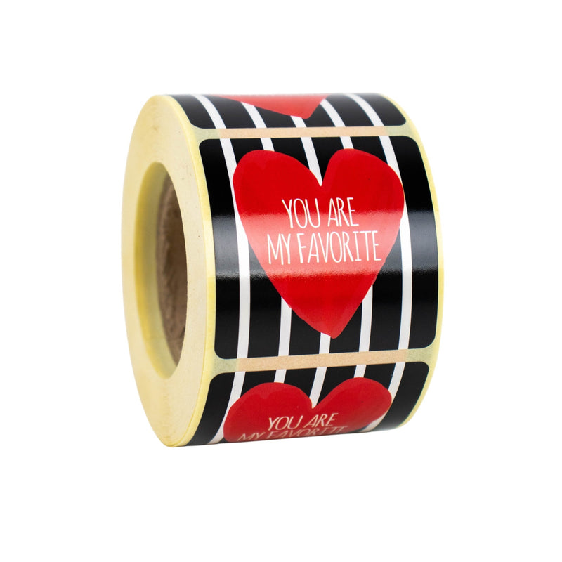 500x sticker 'You are my favorite' Rood-Zwart-Wit 50mm