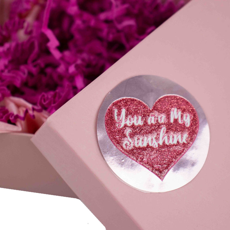 500x sticker 'You are my sunshine' Roze glitters 50mm