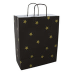 50x papieren tasjes Black Stars Gold A4