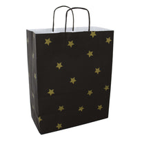 50x papieren tasjes Black Stars Gold A4