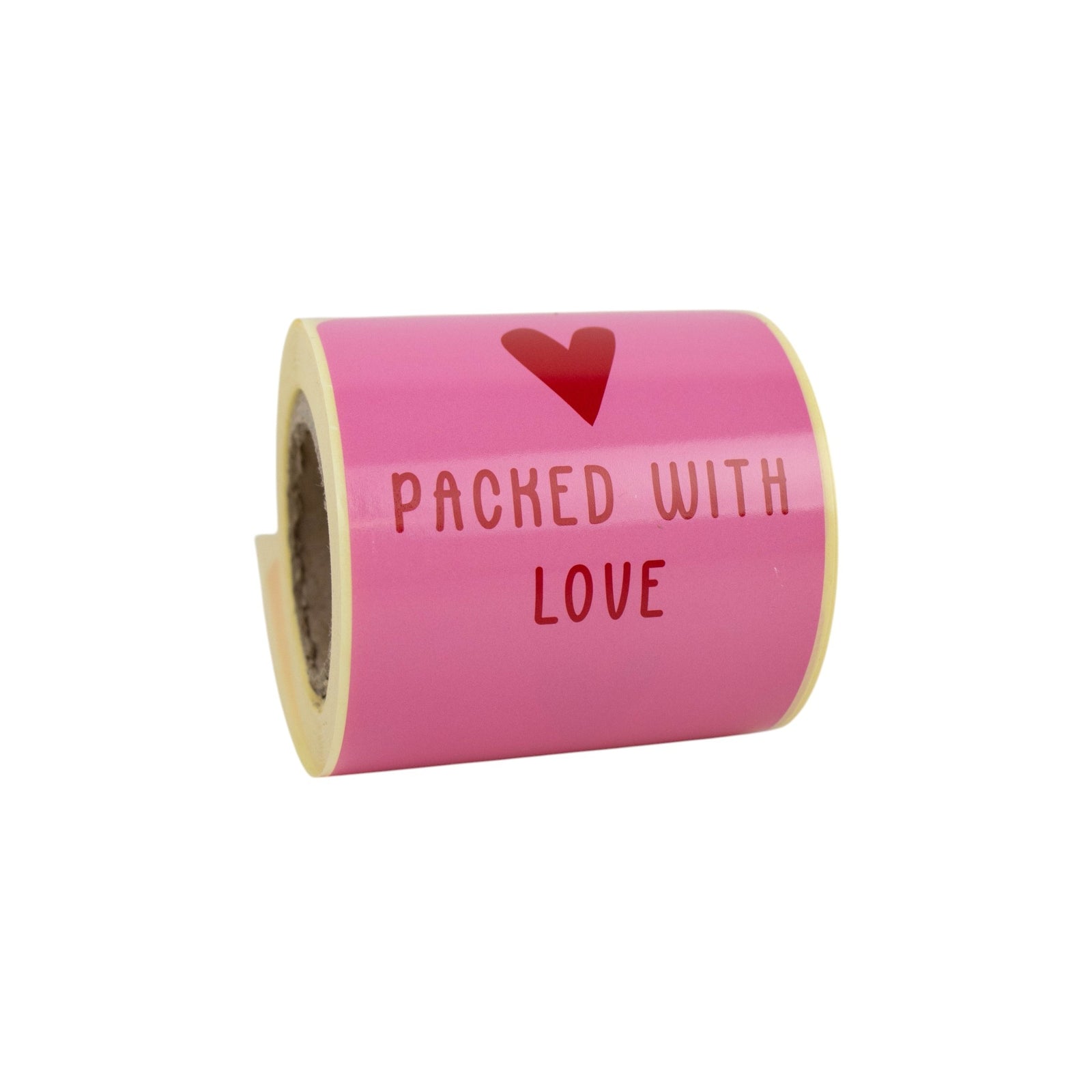 100x sluitsticker 'Packed with love' Roze-Rood