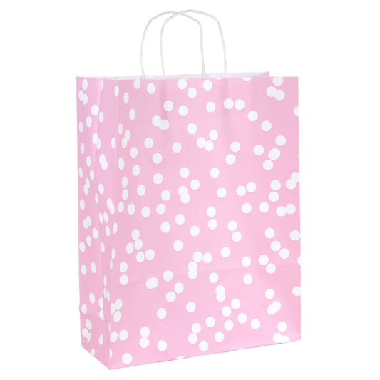 50x papieren tasjes Dots Roze A3