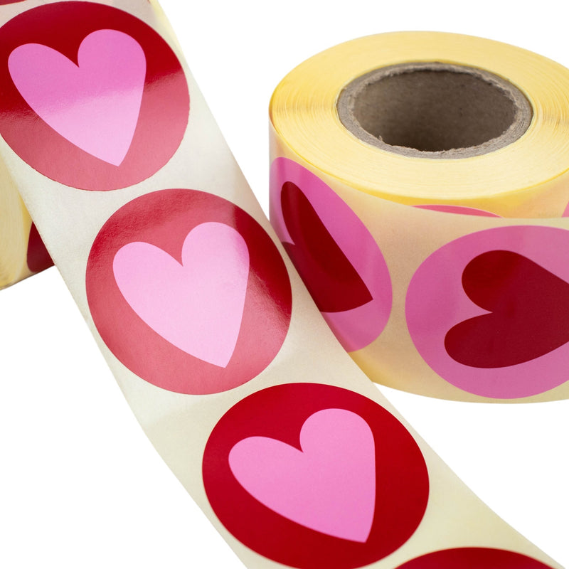 500x sticker 'Stripes heart' Rood-Roze 50mm