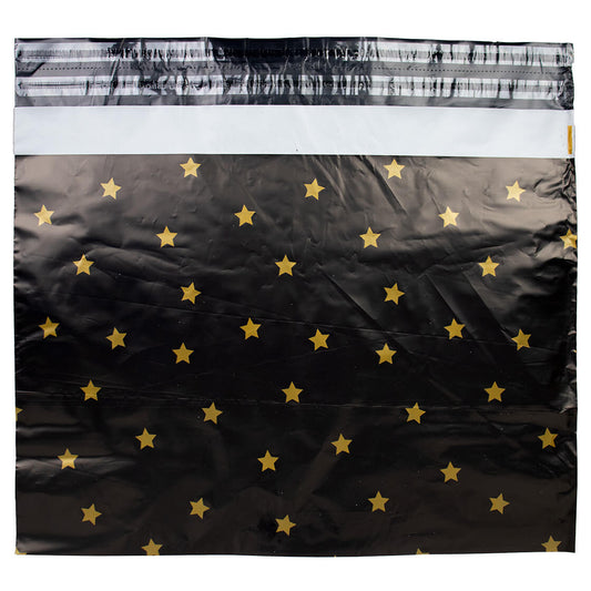 100x verzendzakken Black Stars Gold XL