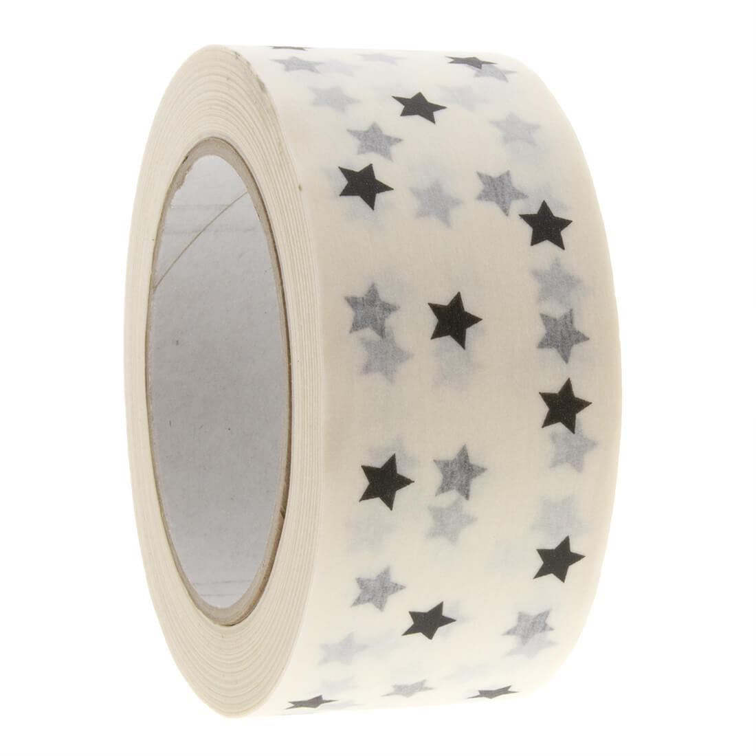 Papieren tape 'Stars' Wit-Zwart 50mmx50mtr