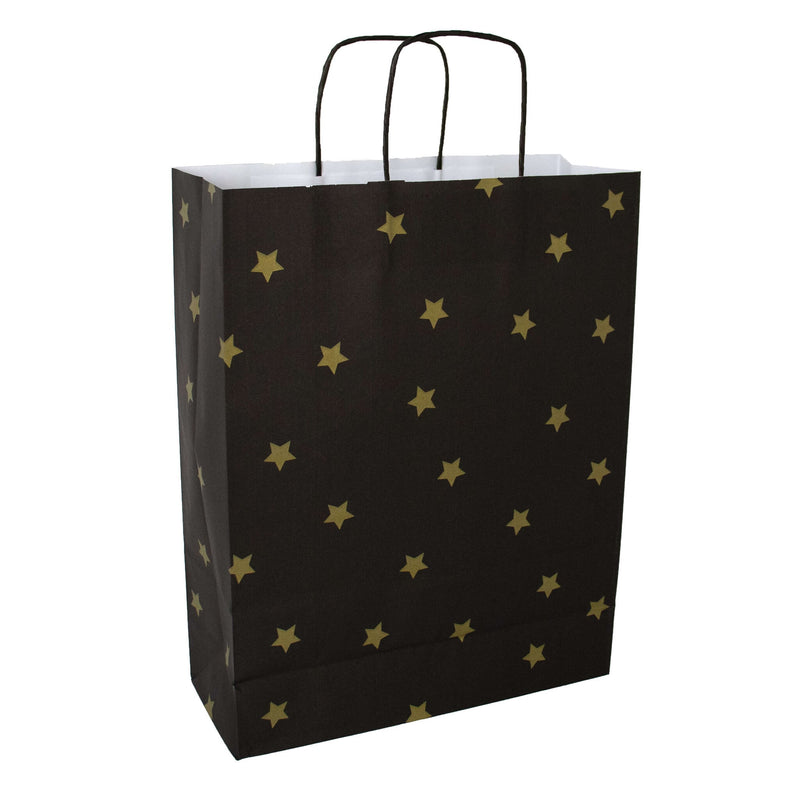 50x papieren tasjes Black Stars Gold A3