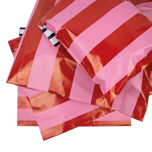 100x verzendzakken Stripes Pink Medium