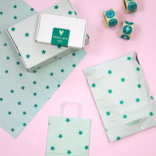 50x papieren tasjes Stars A5