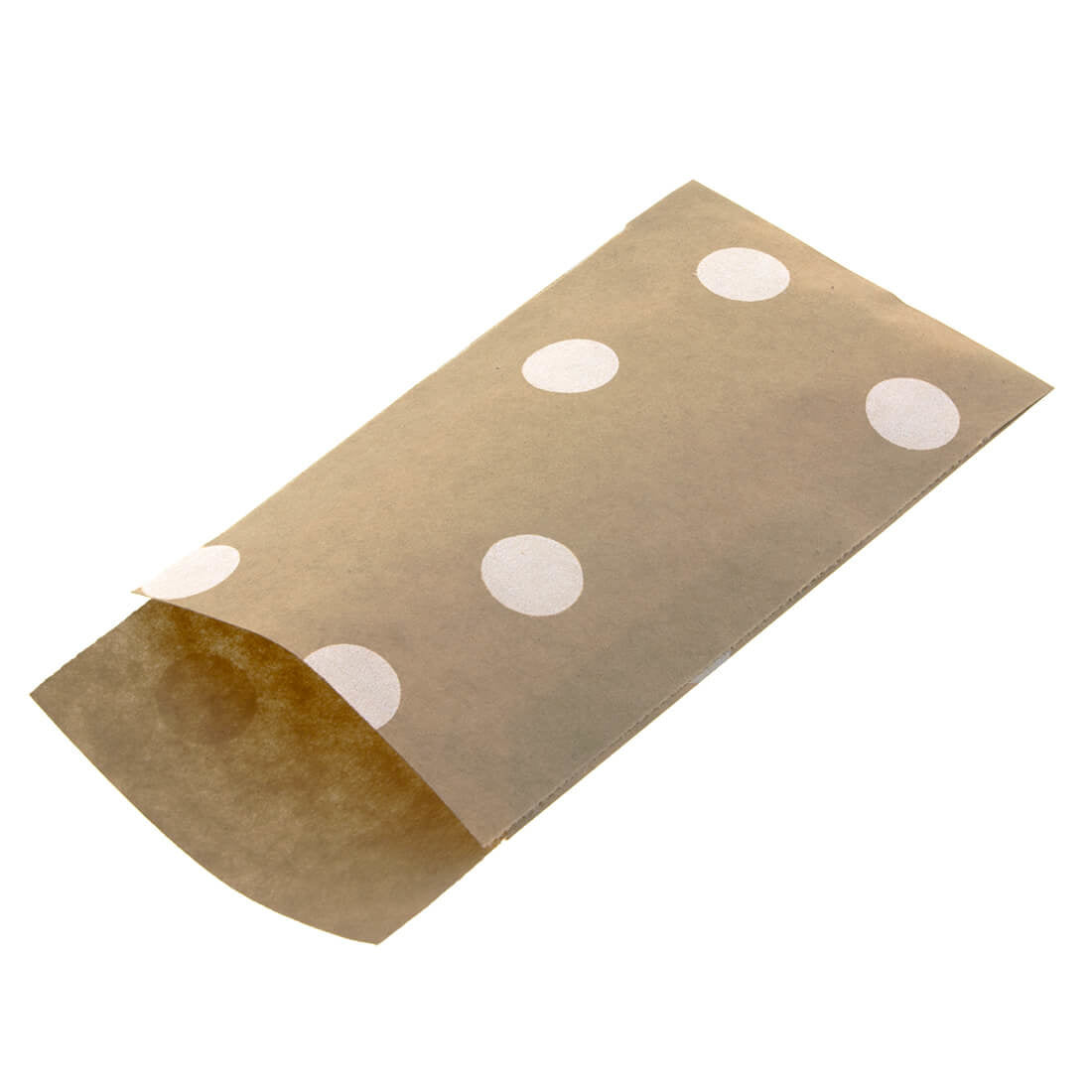 200 x Papieren Zakjes Bruin met witte stippen 7x13cm