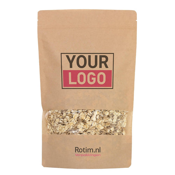 Stazakken bedrukken - Bruin met venster 18x29cm