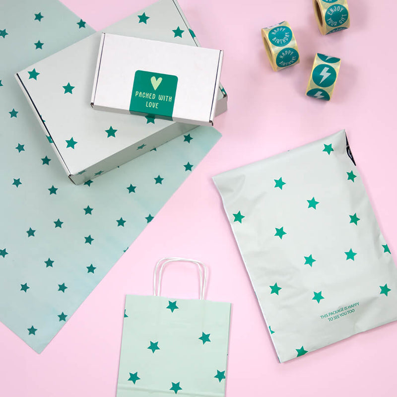 50x papieren tasjes Stars A3