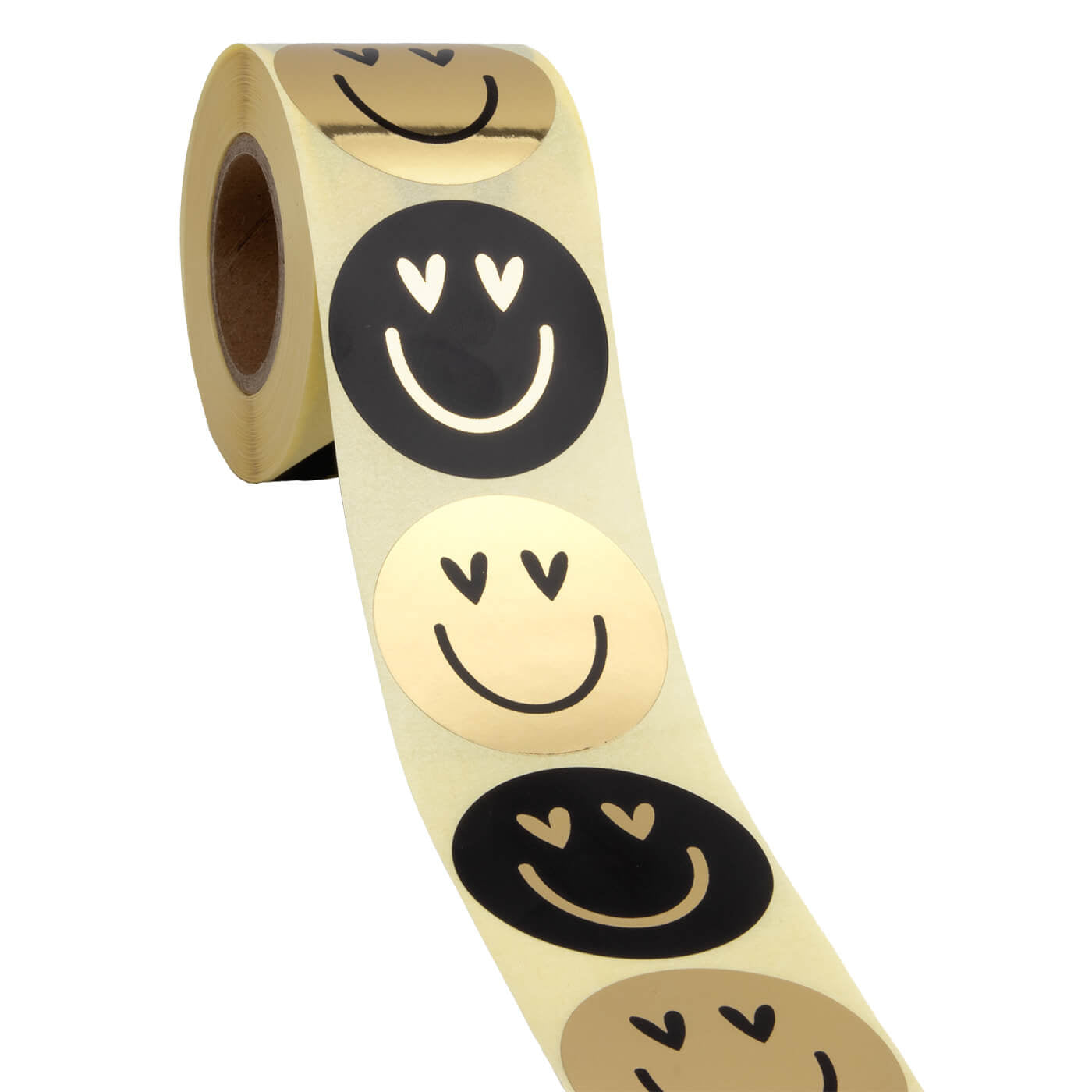 500x sticker 'Smiley' assorti Zwart-Goud 50mm