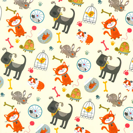 Inpakpapier Wit + dierenprint 50cm x 200mtr