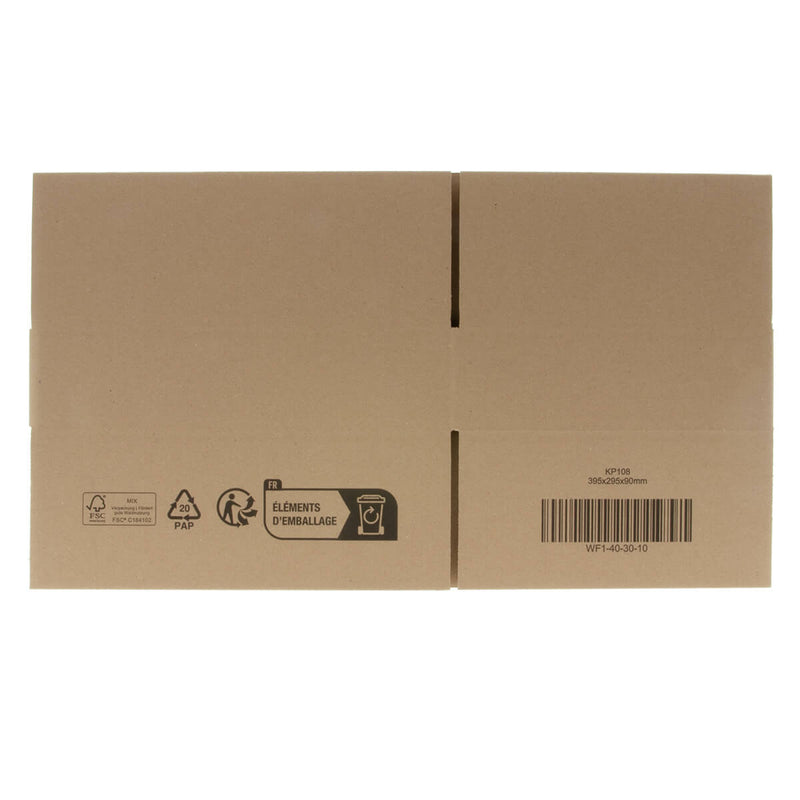 Kartonnen dozen bruin enkelgolf 395x295x90mm