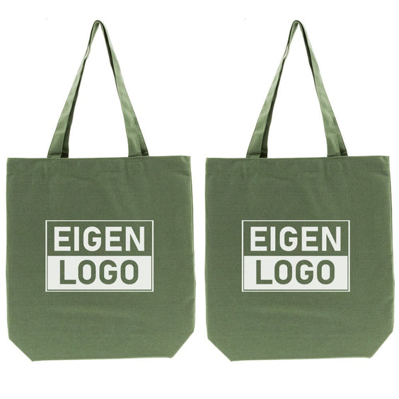 Katoenen tas bedrukken 38x42+10cm Groen - Spoed