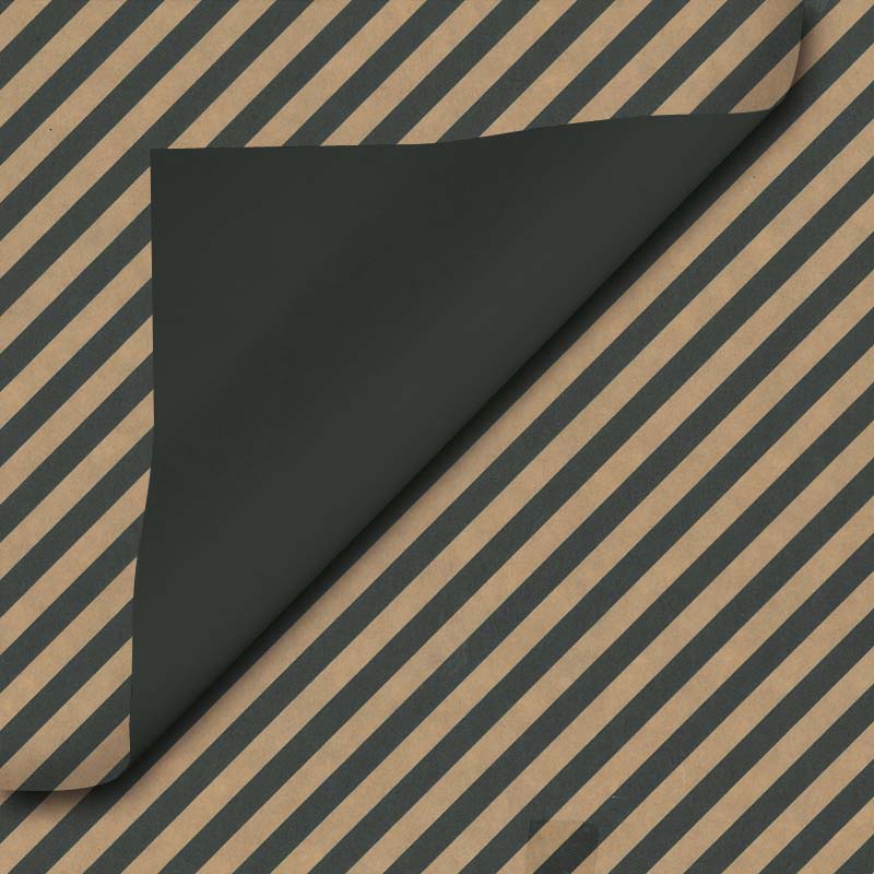 Inpakpapier Bruin kraft zwart effen + streepjes 30cm x 200mtr