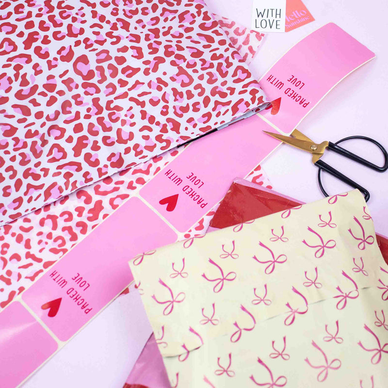 100x verzendzakken Leopard Pink Large