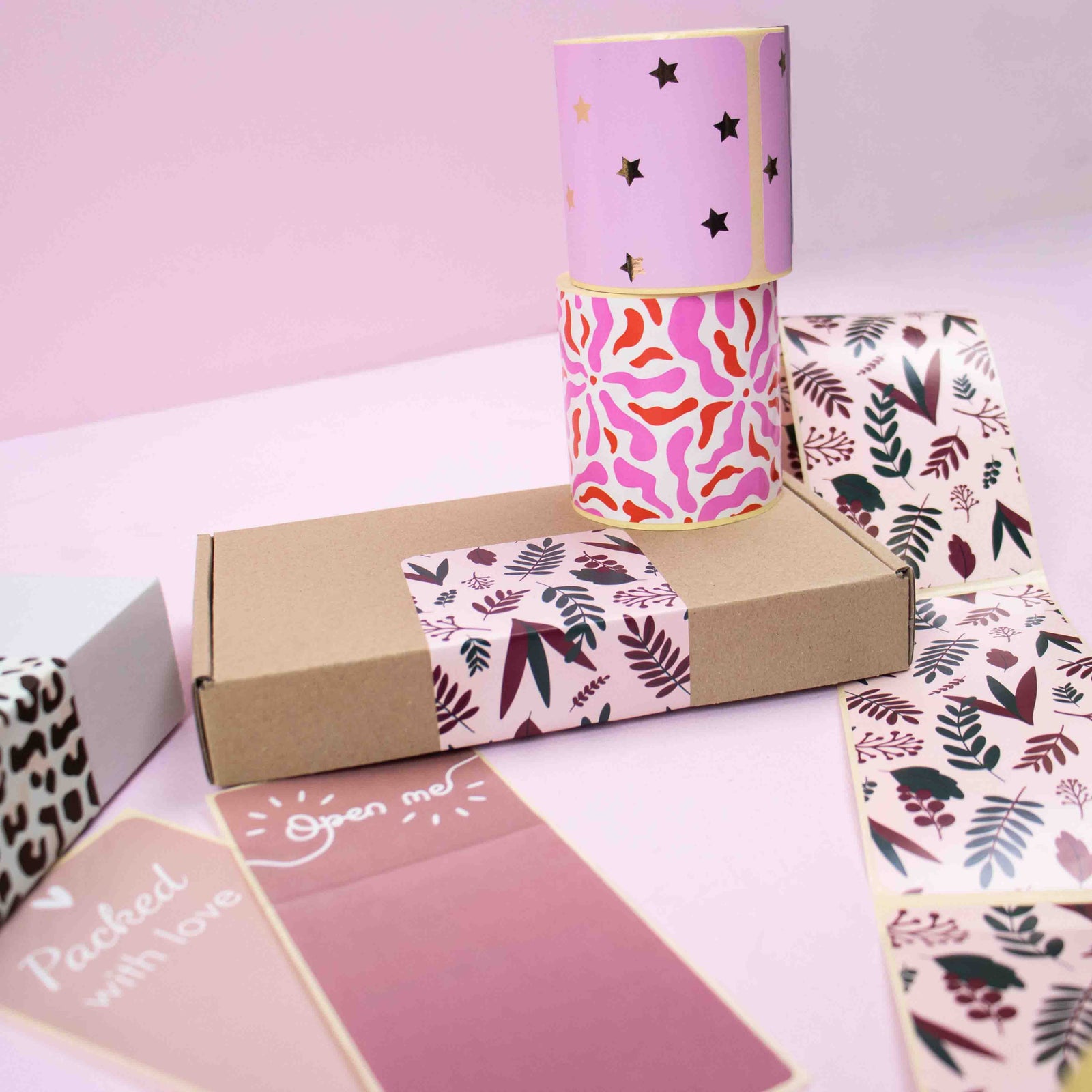 100x sluitsticker Botanic Pink