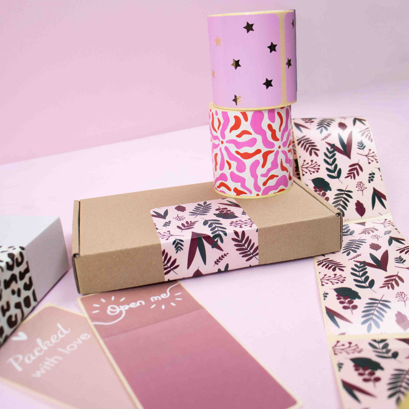 100x sluitsticker Botanic Pink