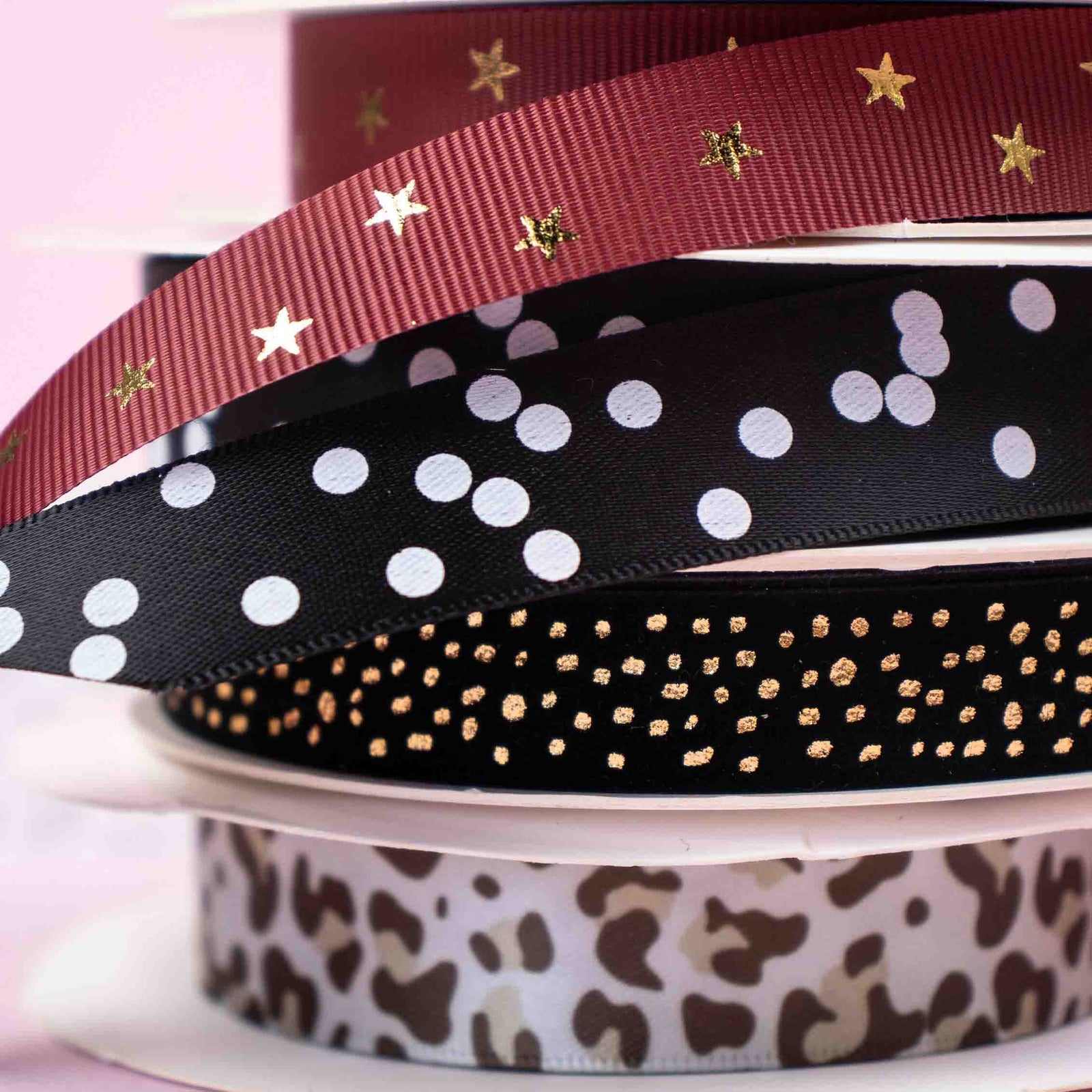 Cadeaulint Dotty Zwart 15mm x 5m