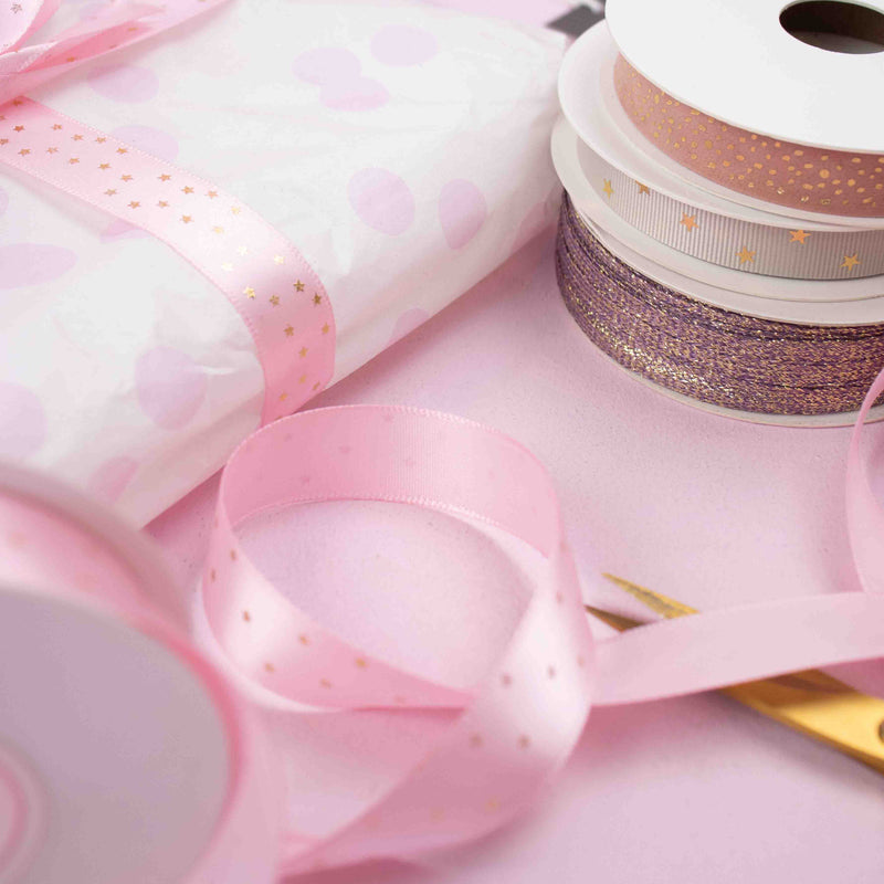 Cadeaulint  Dotty Roze 15mm x 5m